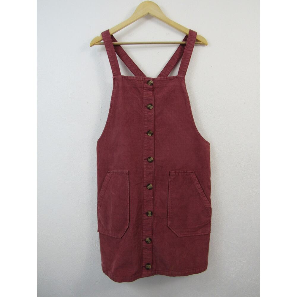 American Eagle Large Pink Corduroy Mini Dress Overall Y2K Dust Pink Preppy - Picture 2 of 6